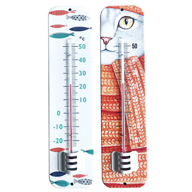 STIL - Termómetros metálicos diseños de gato y peces 285mm