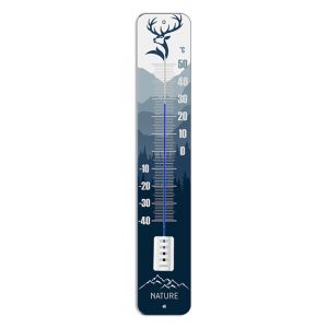 Thermomètre mural en métal avec décor cerf et montagne – Réf. STIL 10043