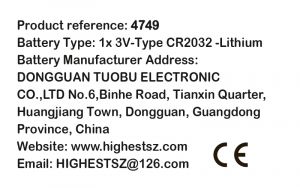 battery sheet information 4749 - réglementation sur les piles pour le 4749.