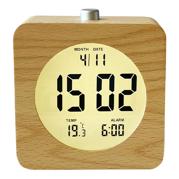 STIL - Réveil Horloge Thermomètre avec Finition Bois