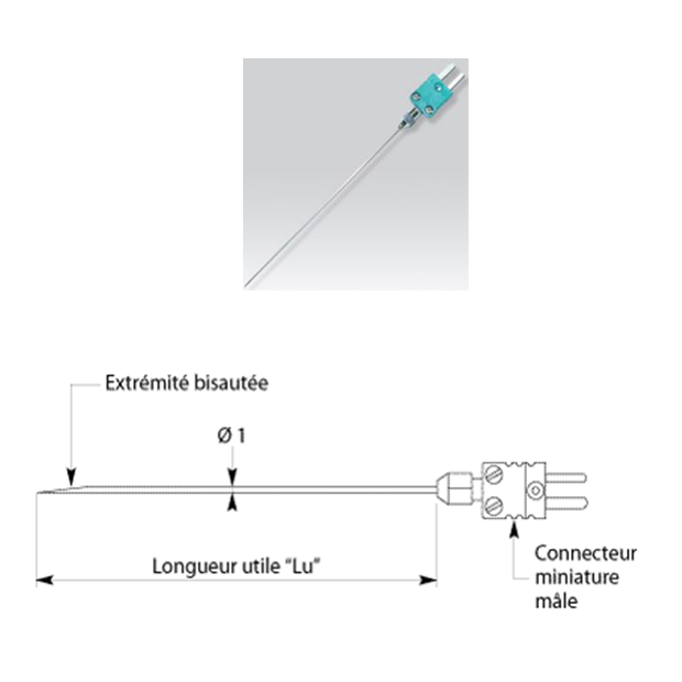 STIL - Sonde directe thermocouple K avec aiguille 60 mm