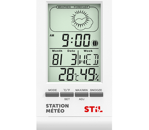 Station météo STIL 6031 affichage température et hygrométrie avec min et max